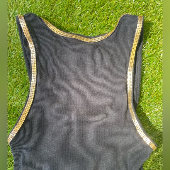 Love Struck | Vintage Y2K 2000s | Gold Trim | Black Tank Top | Size M - Picture 8 of 10